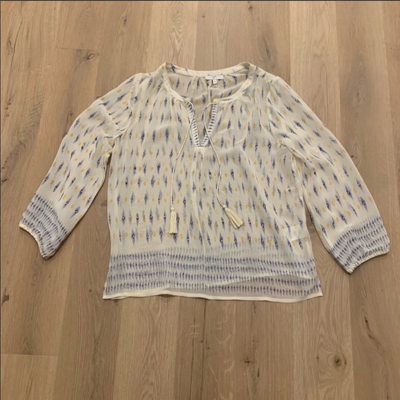 Joie Auberon Silk Boho Split Neck Blouse Top XS - Picture 5 of 14